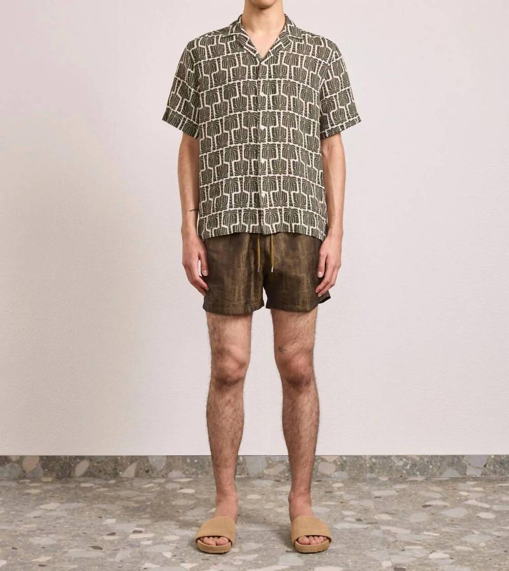 NEW FRESCOBAL CARIOCA roberto palmeria linen shirt in dark olive